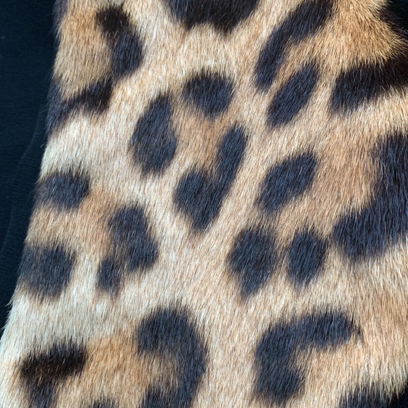 Vintage Luxury Garage Sale Real Fur Leopard🐆Animal Print Cropped Black Cardigan - Picture 6 of 15